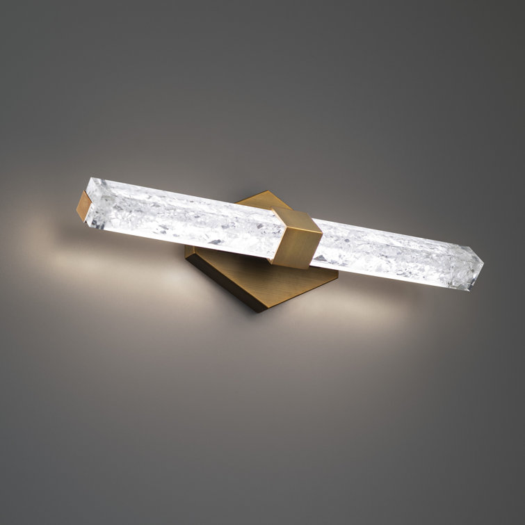 Regal 18" Aged Brass Dimmable LED Vanity Light with Crystal Shade