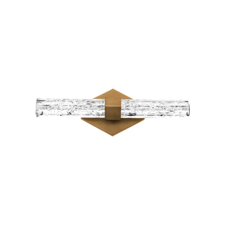 Regal 18" Aged Brass Dimmable LED Vanity Light with Crystal Shade