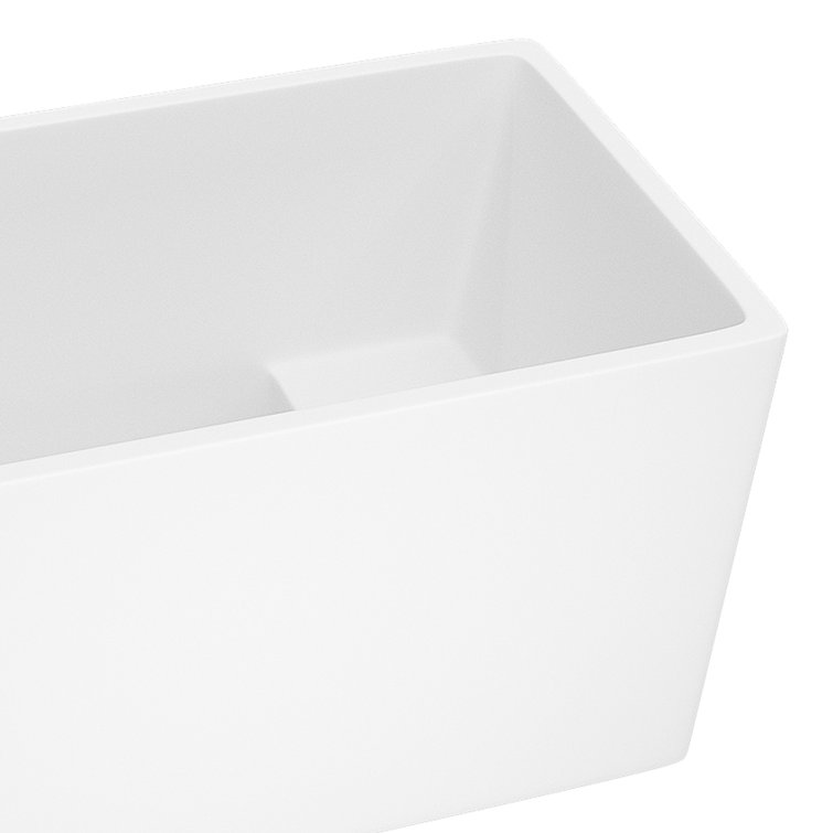 White Acrylic Rectangular Freestanding Soaking Bathtub with Chrome Hardware