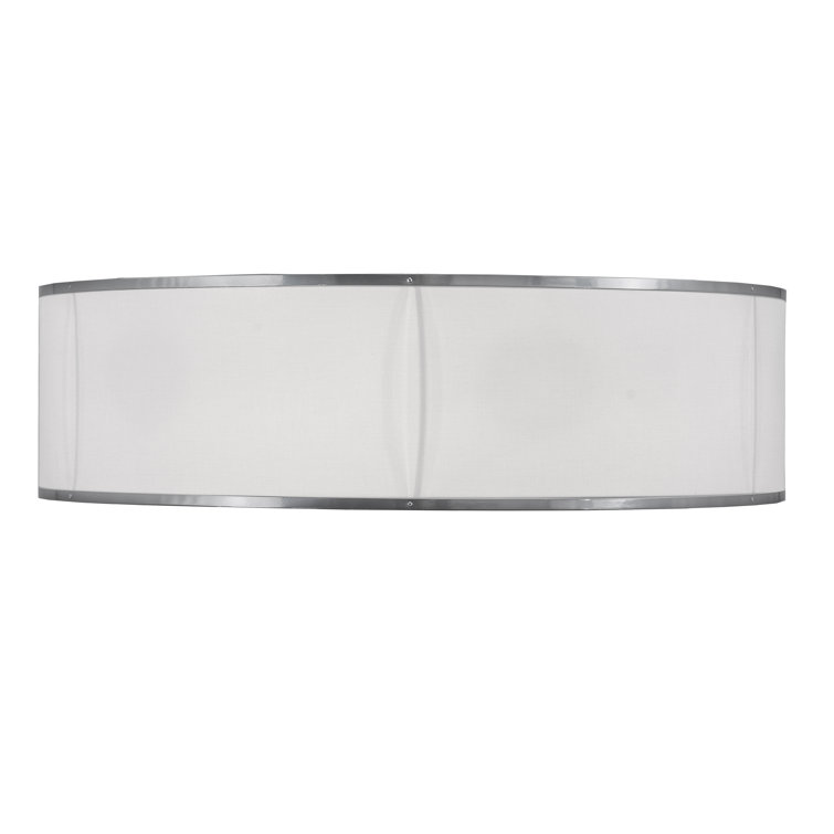 36" White Textrene and Chrome Drum Flush Mount Light