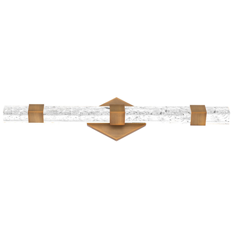 Regal 28" Aged Brass Outdoor LED Vanity Light with Crystal Shade