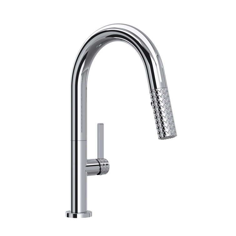 Elegant Transitional 13'' Polished Nickel Bar Faucet with Pull-out Spray