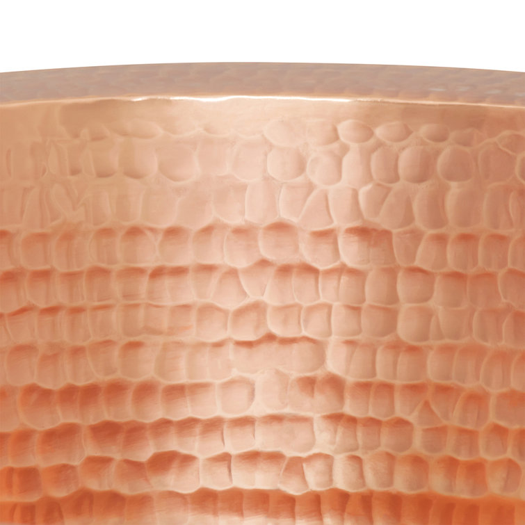 12" Round Hammered Polished Copper Bar Sink