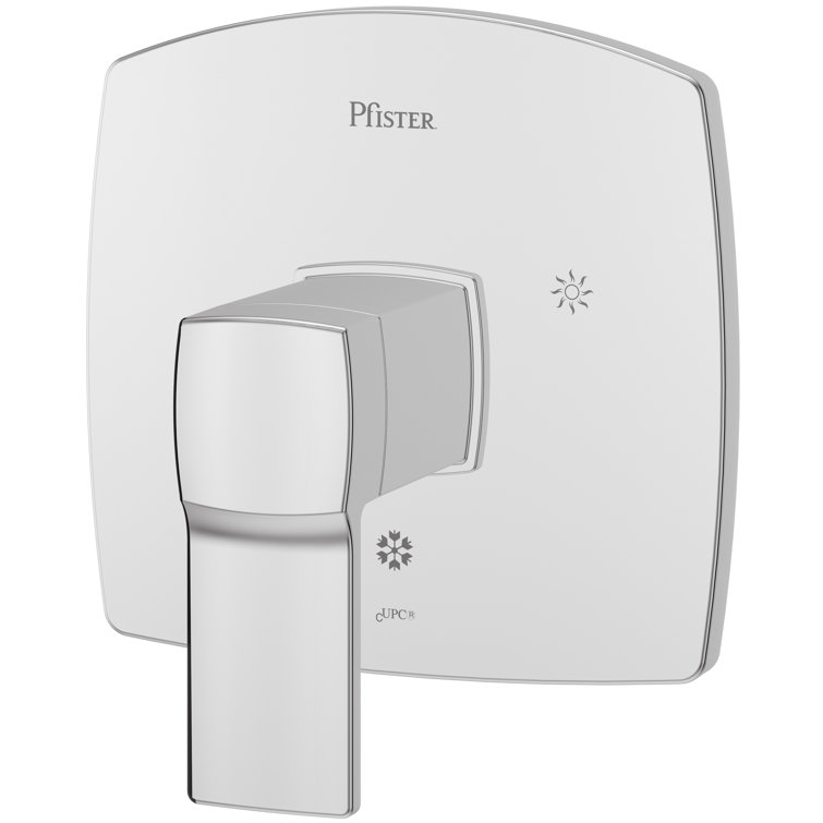 Polished Chrome Wall-Mounted Shower Valve Trim with Lever Handle