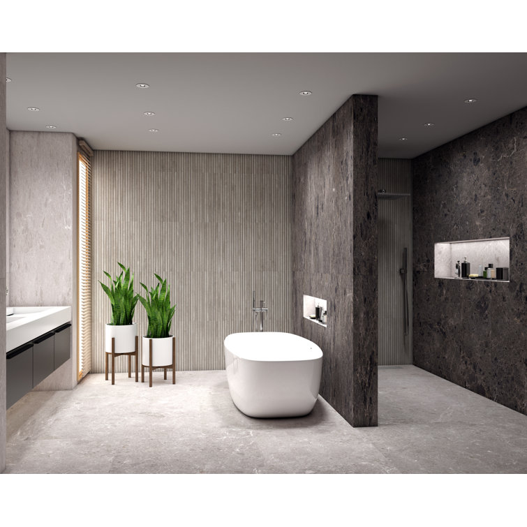 Gray 24x48 Matte Porcelain Wood Look Wall Tile