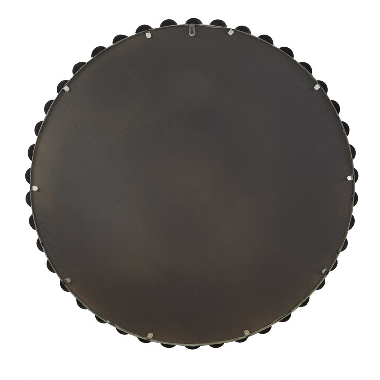 Marlowe Beaded 36" Silver Metallic Round Wall Mirror