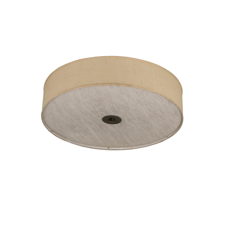 36'' Beige and White Glass Drum Flush Mount Ceiling Light