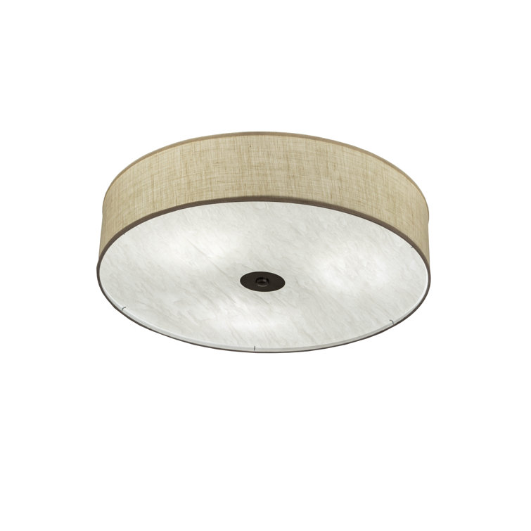 36'' Beige and White Glass Drum Flush Mount Ceiling Light
