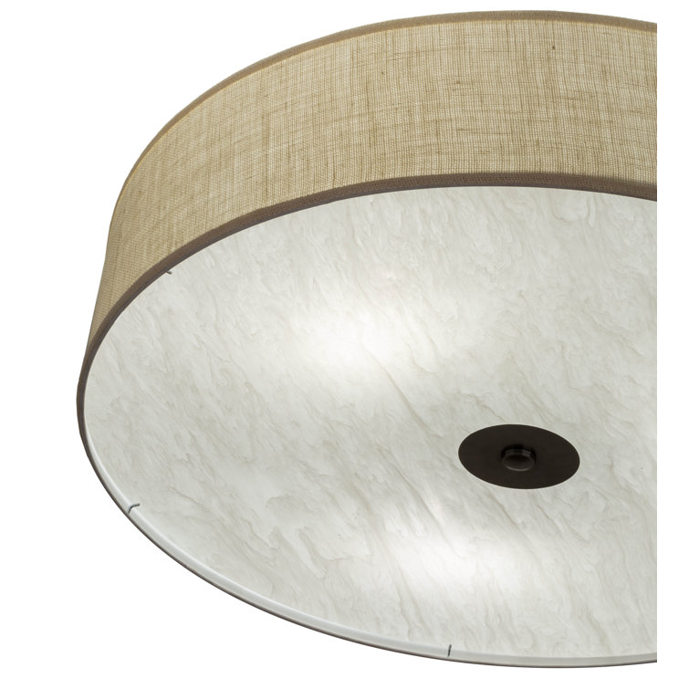 36'' Beige and White Glass Drum Flush Mount Ceiling Light