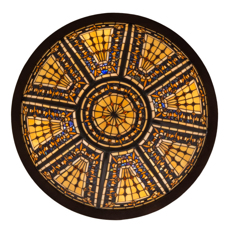 Mahogany Bronze 26" Tiffany Glass Flush Mount Light