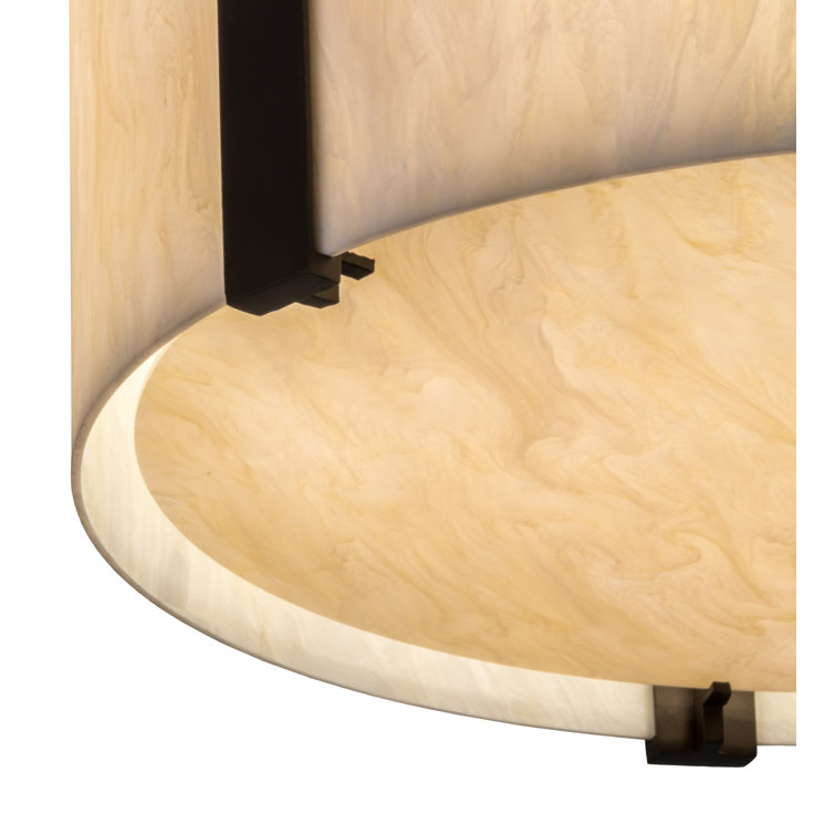 Cilindro 18" White and Bronze Glass Semi-Flush Mount