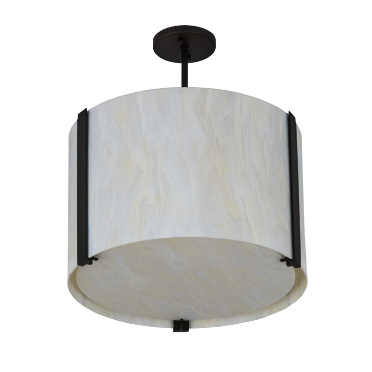 Cilindro 18" White and Bronze Glass Semi-Flush Mount