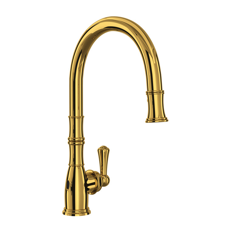 Georgian Era Polished Nickel Brass Pull-Down Kitchen Faucet