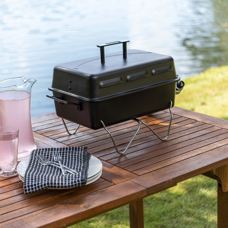 Compact Black Portable Propane Gas Grill with Chrome Grid