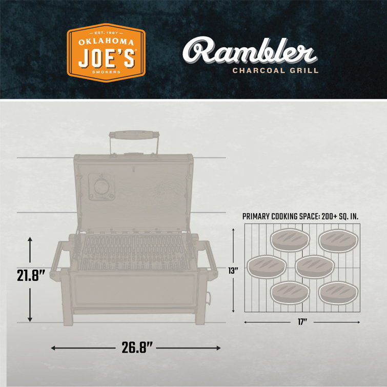 Rambler 218 sq in Heavy-Duty Black Steel Tabletop Charcoal Grill