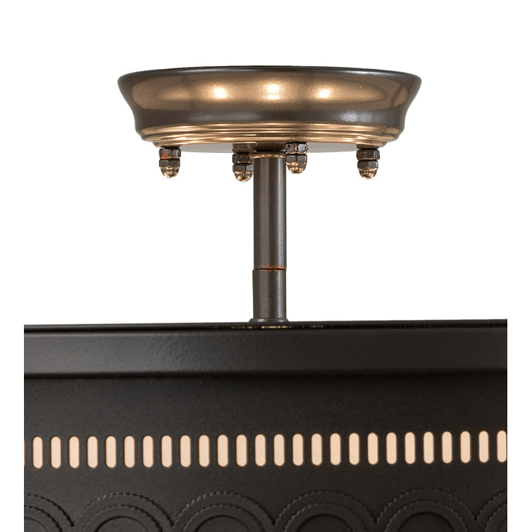 Bronze and Glass 42" Industrial Drum Flush Mount Light