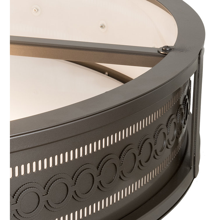 Bronze and Glass 42" Industrial Drum Flush Mount Light