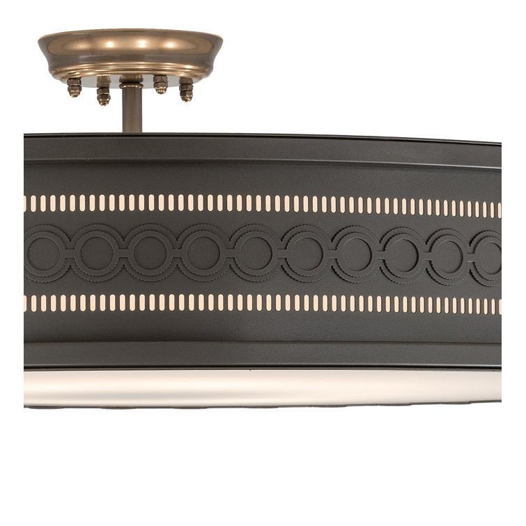 Bronze and Glass 42" Industrial Drum Flush Mount Light