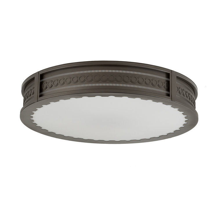 Bronze and Glass 42" Industrial Drum Flush Mount Light