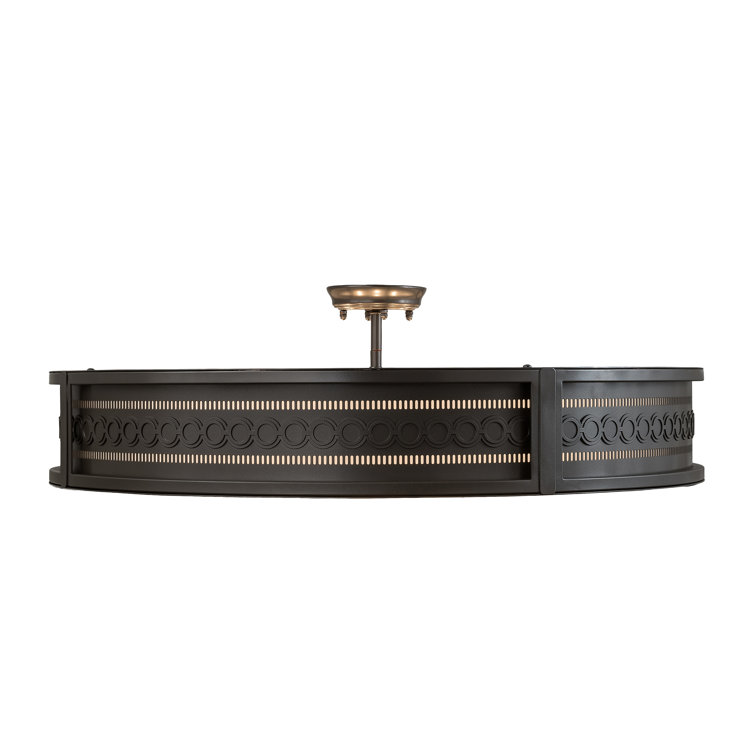 Bronze and Glass 42" Industrial Drum Flush Mount Light