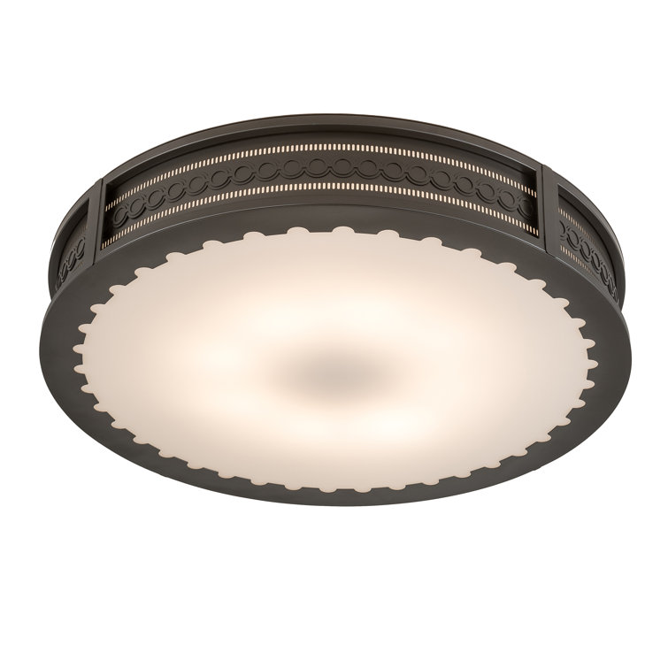 Bronze and Glass 42" Industrial Drum Flush Mount Light