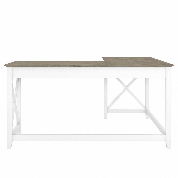 Key West 60" Reclaimed Pine L-Shaped Corner Desk in Pure White