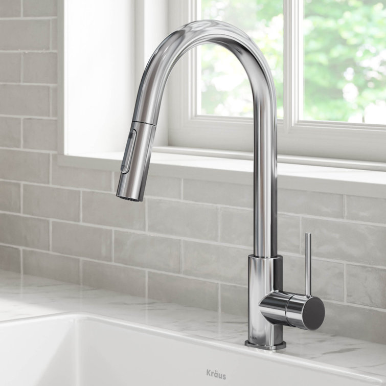 Chrome Contemporary Pull-Down Single Handle Kitchen Faucet