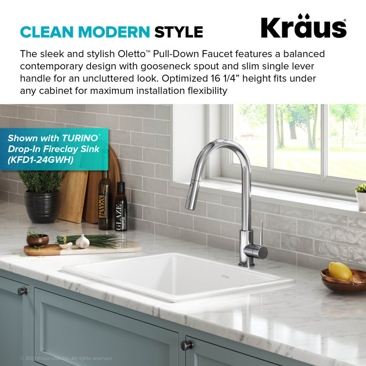 Chrome Contemporary Pull-Down Single Handle Kitchen Faucet