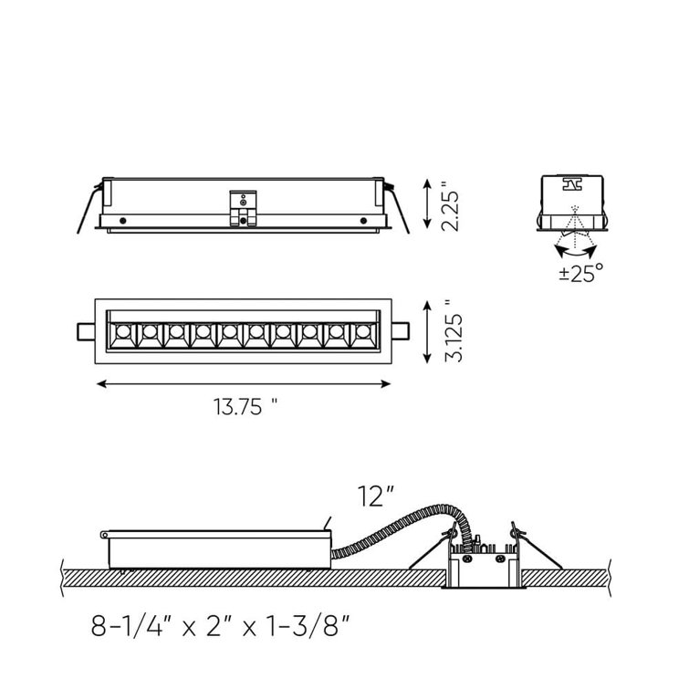 12-Light White Aluminum Adjustable Recessed Downlight