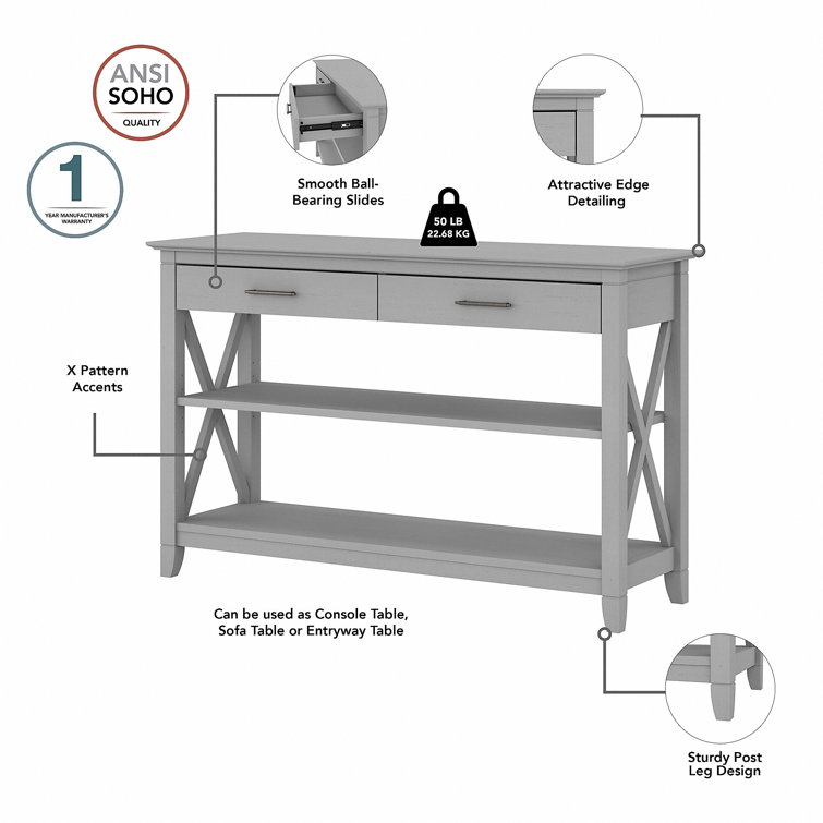 Cape Cod Gray 47" Modern Farmhouse Console Table with Storage