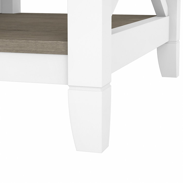 Modern Farmhouse Rectangular Coffee Table with Storage in Shiplap Gray & Pure White