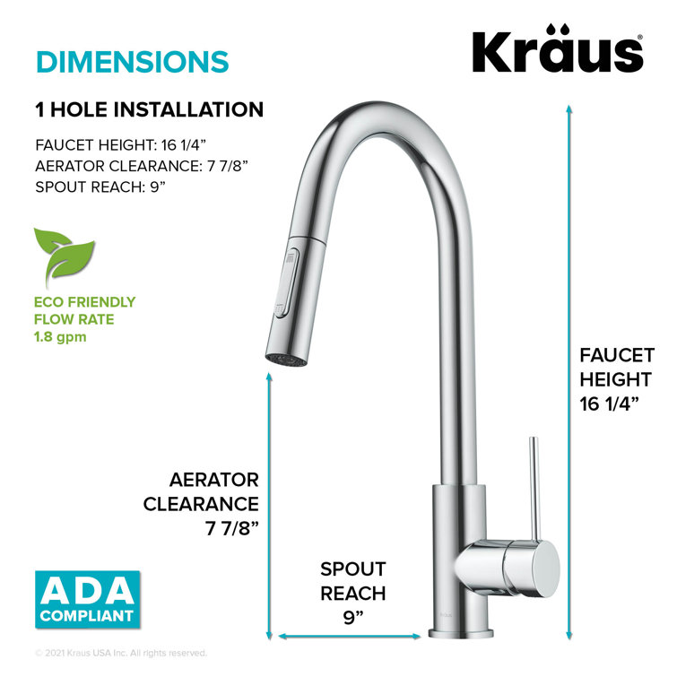 Chrome Contemporary Pull-Down Single Handle Kitchen Faucet