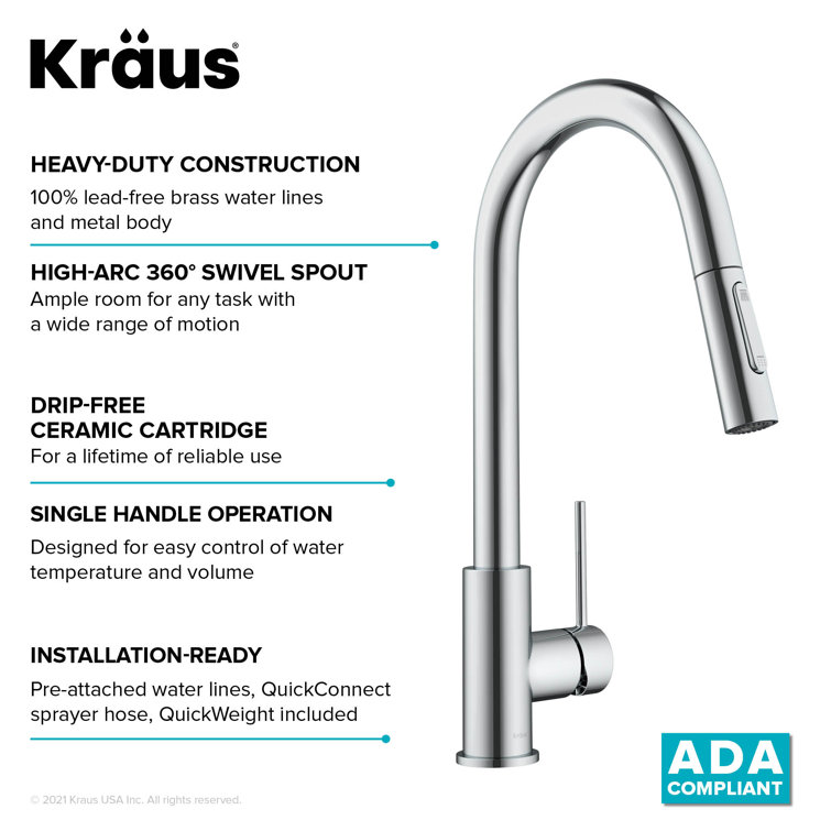 Chrome Contemporary Pull-Down Single Handle Kitchen Faucet