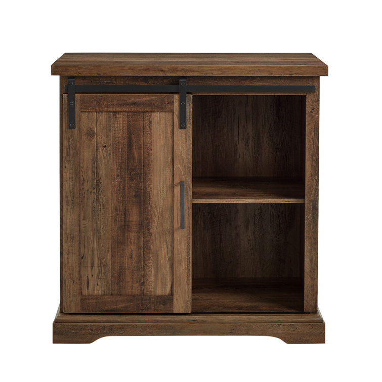 Rustic Oak Sliding Barn Door Accent Cabinet