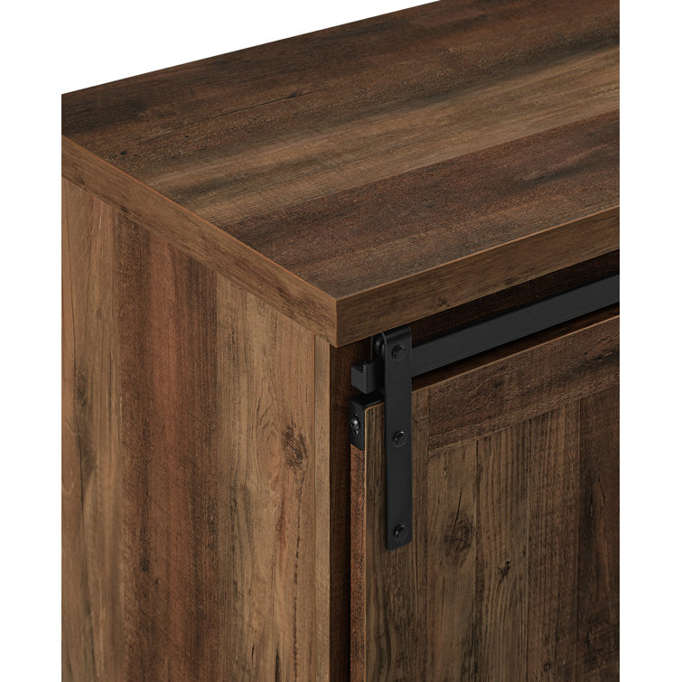 Rustic Oak Sliding Barn Door Accent Cabinet