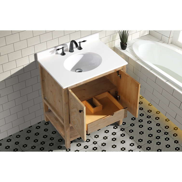 Savannah 30'' Weathered Fir Single Bathroom Vanity with Quartz Top