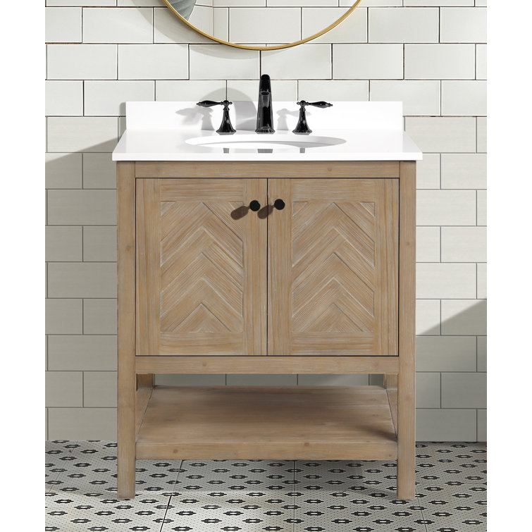 Savannah 30'' Weathered Fir Single Bathroom Vanity with Quartz Top