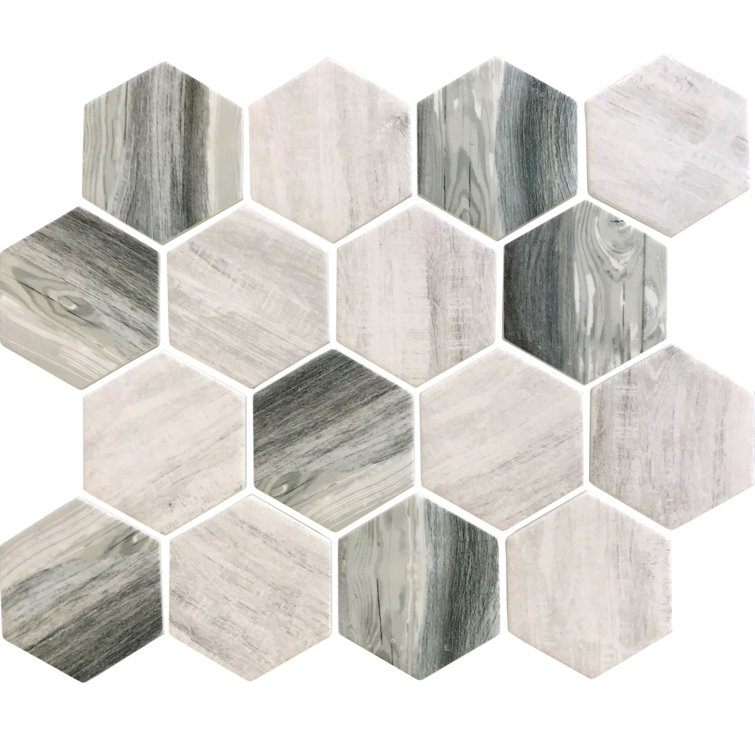 Gray Hexagonal Matte Glass Mosaic Tile for Walls and Floors