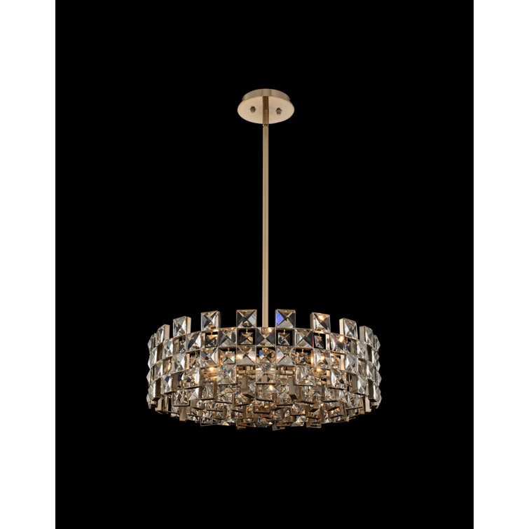 Piazze 29-Inch Gold Crystal LED Drum Chandelier