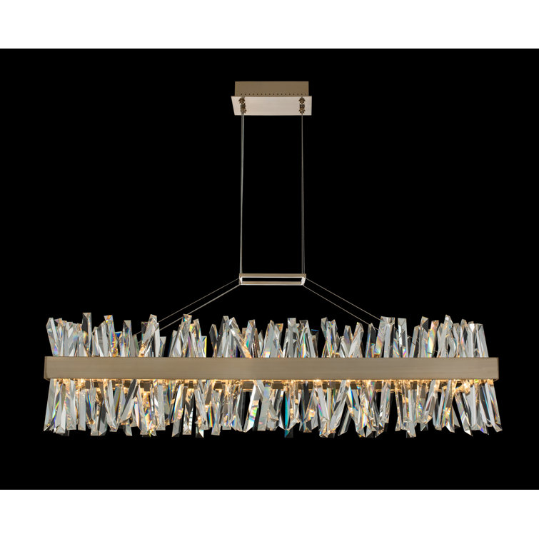 Glacier Brushed Champagne Gold LED Crystal Island Pendant 26"