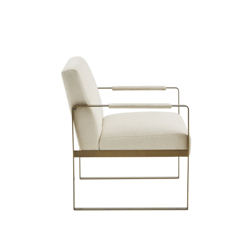 Cream Velvet & Antique Gold Metal Luxe Accent Chair