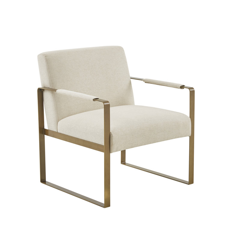 Cream Velvet & Antique Gold Metal Luxe Accent Chair