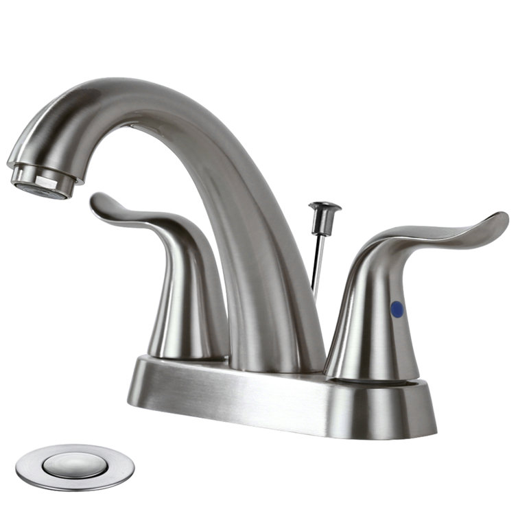 Brushed Nickel 2-Handle Centerset Bathroom Faucet with Drain Assembly