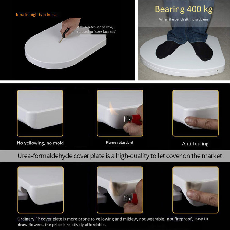 White Round Soft Close Toilet Seat with Stainless Steel Hinges