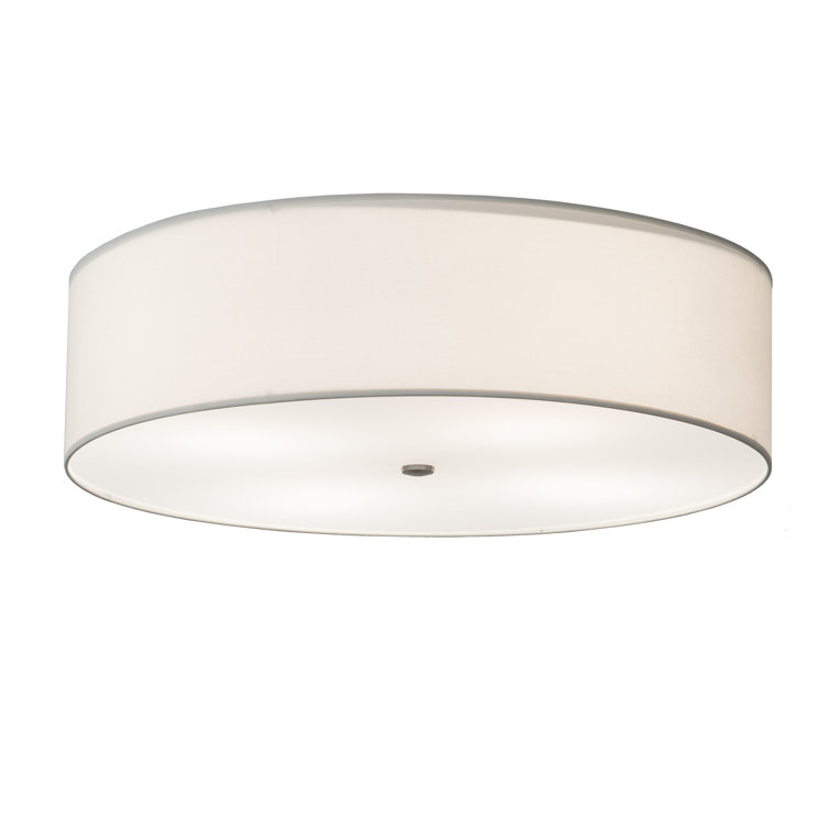 Beige Glass and Nickel 30" Drum LED Flush Mount
