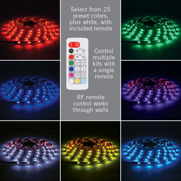 24 ft Multicolor RGB+W LED Indoor Outdoor Tape Light Kit