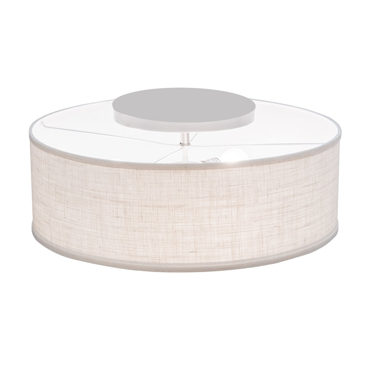 Nickel and Beige 24'' Drum LED Flush Mount Light