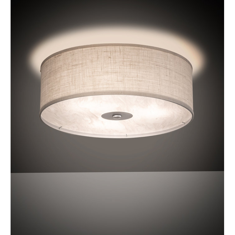 Nickel and Beige 24'' Drum LED Flush Mount Light