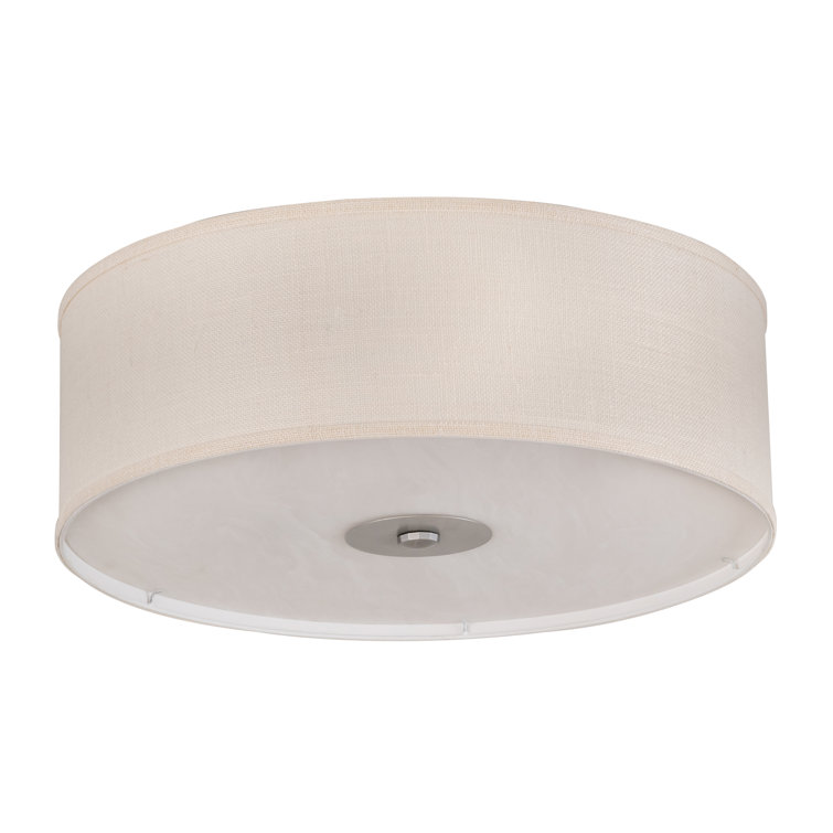 Nickel and Beige 24'' Drum LED Flush Mount Light