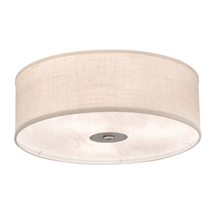 Nickel and Beige 24'' Drum LED Flush Mount Light
